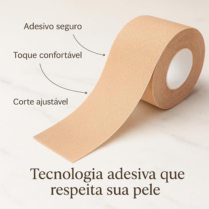 Fita Adesiva Levanta Seio – Sutiã Invisível Reutilizável para Sustentação e Volume