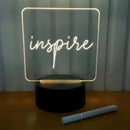 Luminária Lousa de Mesa 3D com LED e Caneta