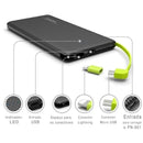 Carregador Portátil Celular 10000mah - Portátil, Couro Premium, Entrada Lightning/Micro USB
