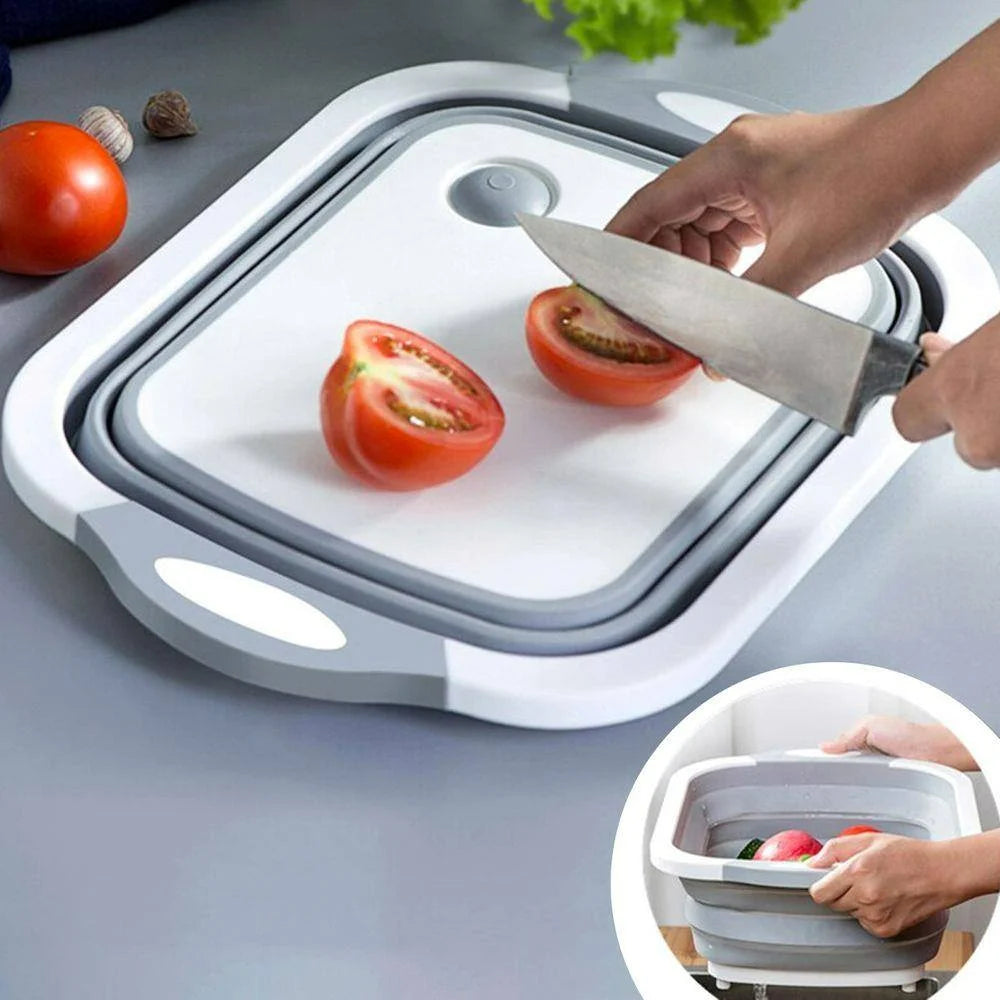 Tábua Multifuncional 3 em 1 Retrátil – Lavar, Cortar e Armazenar com Praticidade