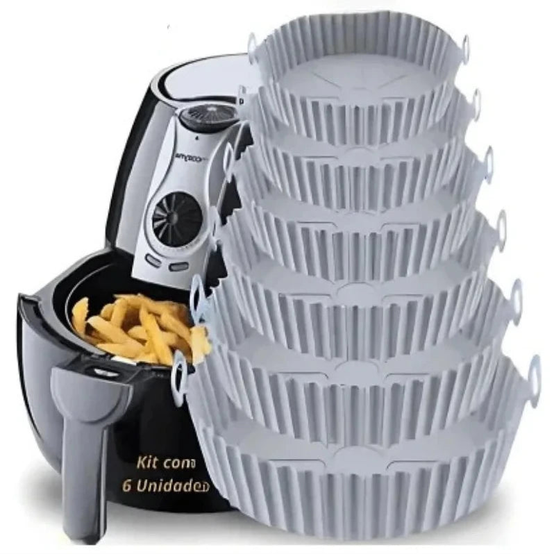 Kit com 6 Formas de Silicone para Air Fryer – Praticidade, Saúde e Muito Mais Sabor