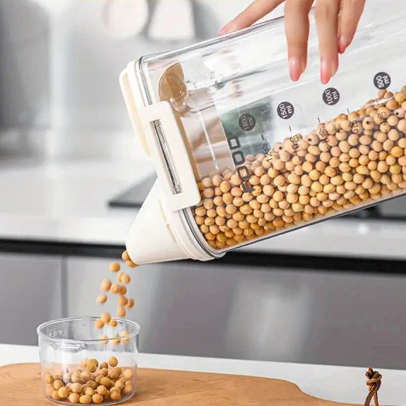 Pote Hermético com Copo Medidor – Praticidade e Organização para Sua Casa