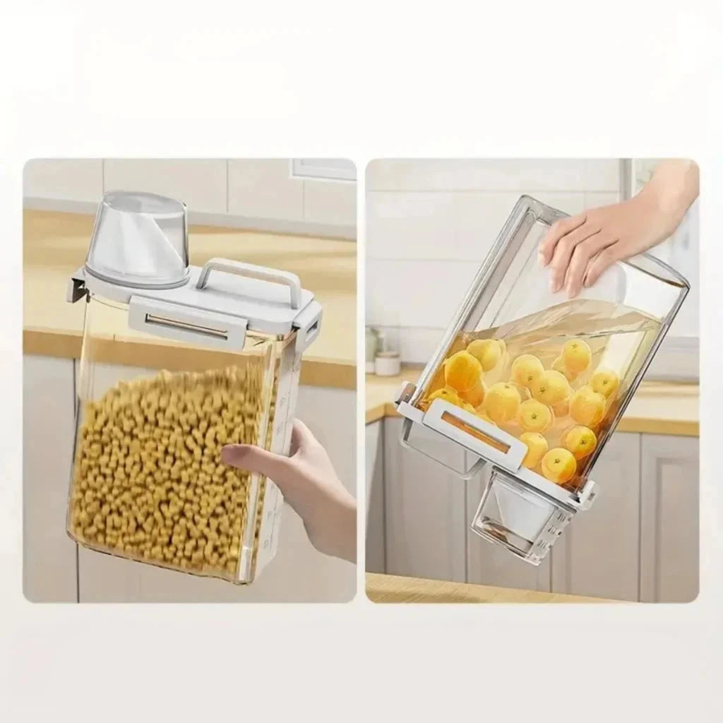 Pote Hermético com Copo Medidor – Praticidade e Organização para Sua Casa