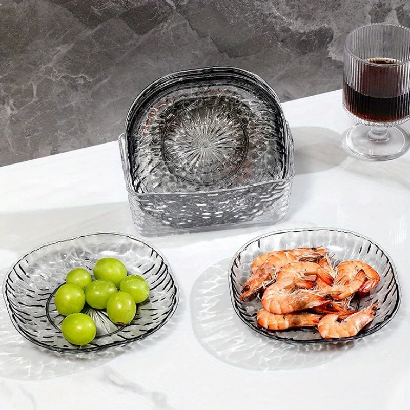 Kit com 6 Pratos de Sobremesa em Acrílico com Suporte – Resistência, Estilo e Praticidade para o Dia a Dia