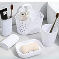 Kit de Higiene Pessoal 4 em 1 para Banheiro – Porta-Escova, Copo, Saboneteira e Cesto Organizador