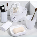 Kit de Higiene Pessoal 4 em 1 para Banheiro – Porta-Escova, Copo, Saboneteira e Cesto Organizador