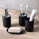 Kit Acessórios de Banheiro 4 Peças – Dispenser, Saboneteira, Porta-Escova e Copo | Design Moderno e Elegante