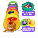 Túnel Labirinto para Gatos – Brinquedo Dobrável S-Type 2/3 Entradas com Bola Interativa