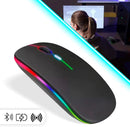 Mouse Sem Fio Recarregável RGB – Wireless 2.4GHz + Bluetooth, Silencioso, LED, 1600 DPI para Notebook e PC