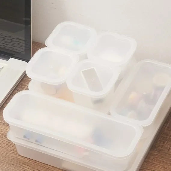 Kit com 6 Potes Organizadores Transparentes com Tampa – Ideal para Geladeira, Despensa e Cozinha