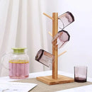 Suporte para Xícaras em Bambu com 6 Hastes – Organização e Charme Natural para sua Cozinha