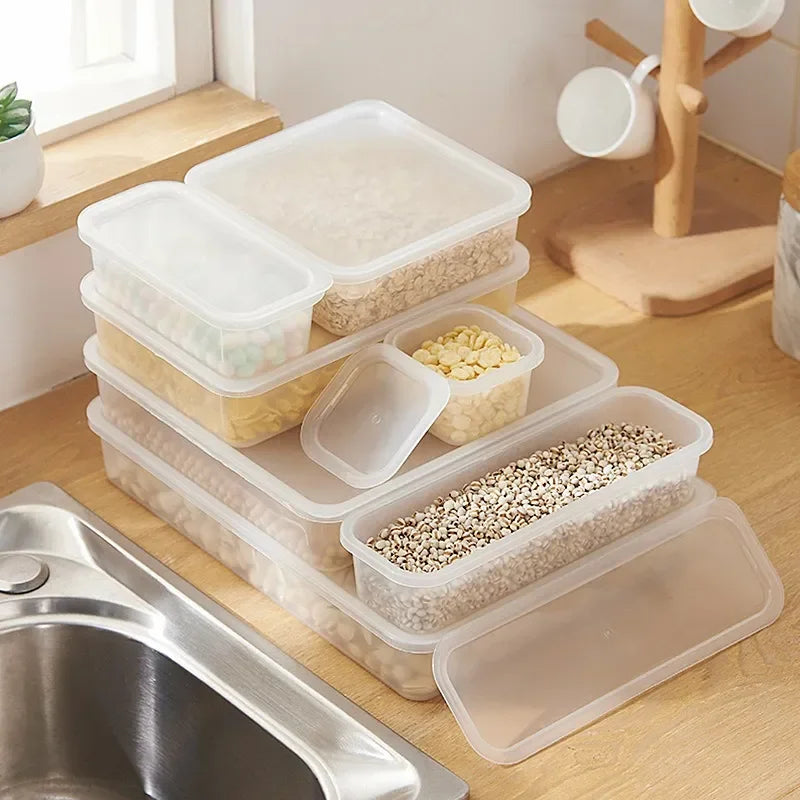 Kit com 6 Potes Organizadores Transparentes com Tampa – Ideal para Geladeira, Despensa e Cozinha