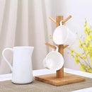 Suporte para Xícaras em Bambu com 6 Hastes – Organização e Charme Natural para sua Cozinha