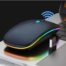 Mouse Sem Fio Recarregável RGB – Wireless 2.4GHz + Bluetooth, Silencioso, LED, 1600 DPI para Notebook e PC