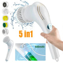 Escova Elétrica de Limpeza 5 em 1 Recarregável – Ferramenta Multifuncional para Cozinha e Banheiro