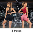 Kit 2 Shorts Fitness Femininos – Sem Costura, Cintura Alta, Compressão na Barriga e Bumbum, Ideal para Academia e Yoga