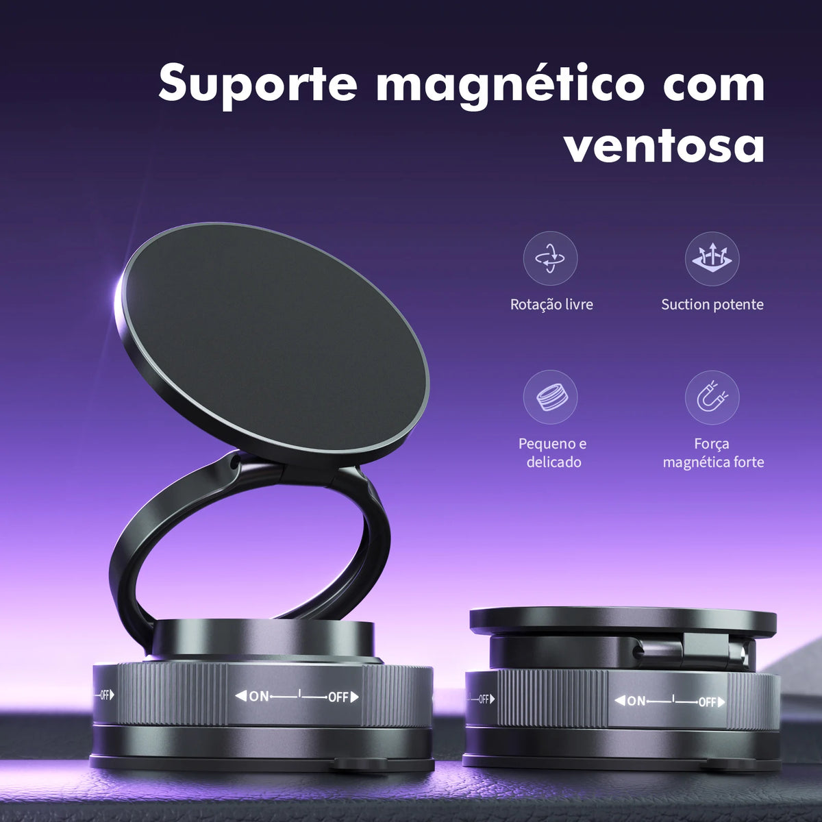 Suporte Para Celular Magnético Universal 360º com Ventosa de Alta Fixação