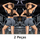 Kit 2 Shorts Fitness Femininos – Sem Costura, Cintura Alta, Compressão na Barriga e Bumbum, Ideal para Academia e Yoga