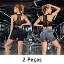 Kit 2 Shorts Fitness Femininos – Sem Costura, Cintura Alta, Compressão na Barriga e Bumbum, Ideal para Academia e Yoga