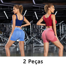 Kit 2 Shorts Fitness Femininos – Sem Costura, Cintura Alta, Compressão na Barriga e Bumbum, Ideal para Academia e Yoga