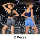 Kit 2 Shorts Fitness Femininos – Sem Costura, Cintura Alta, Compressão na Barriga e Bumbum, Ideal para Academia e Yoga