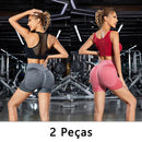 Kit 2 Shorts Fitness Femininos – Sem Costura, Cintura Alta, Compressão na Barriga e Bumbum, Ideal para Academia e Yoga