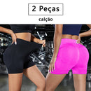 Kit 2 Shorts Fitness Femininos – Sem Costura, Cintura Alta, Compressão na Barriga e Bumbum, Ideal para Academia e Yoga